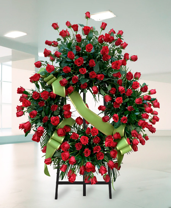 Corona funeraria Supreme Rosas Rojas